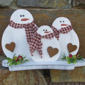 3 Rustic Snowmen with base