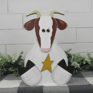 Wooden Sitting Goat