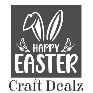 Happy Easter w Ears and Butterflies Stencil