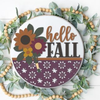 Hello Fall with Flowers Overlay