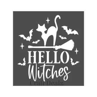 Hello Witches Stencil