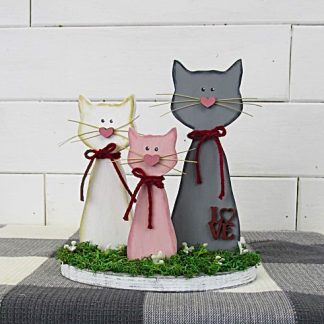 Wooden Love Cats Trio on Base Kit