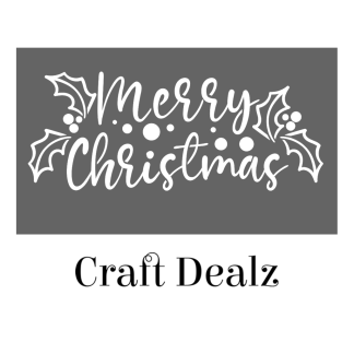 Merry Christmas Holly Berries Stencil